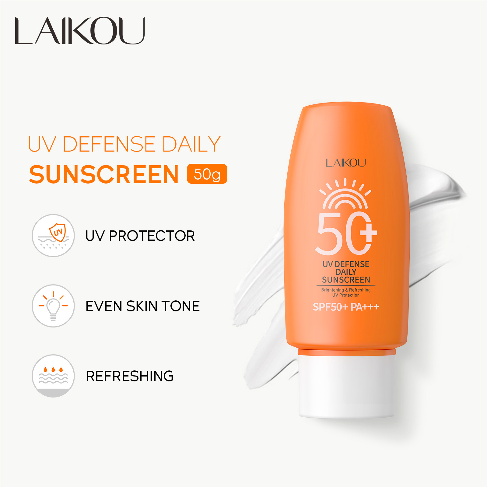 夏季跨境laikou欧丽源sunscreen50g学生面部隔离防水清爽全新升级