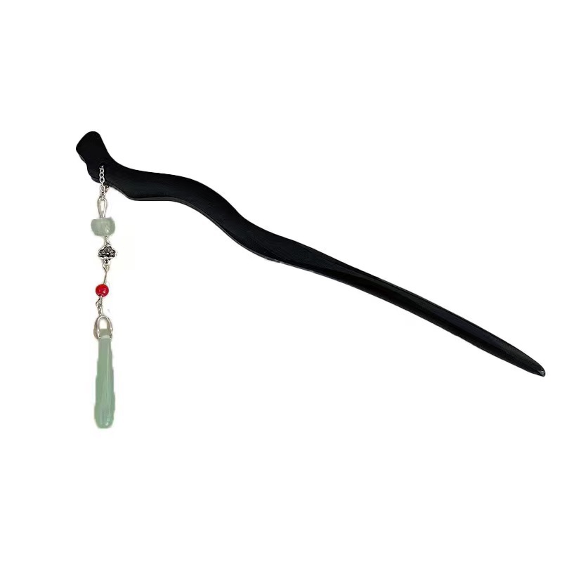 Carta de viento ~ Conjunto de horquilla Nueva horquilla de madera negra fría de estilo chino Accesorios para el cabello de temperamento clásico simple avanzado