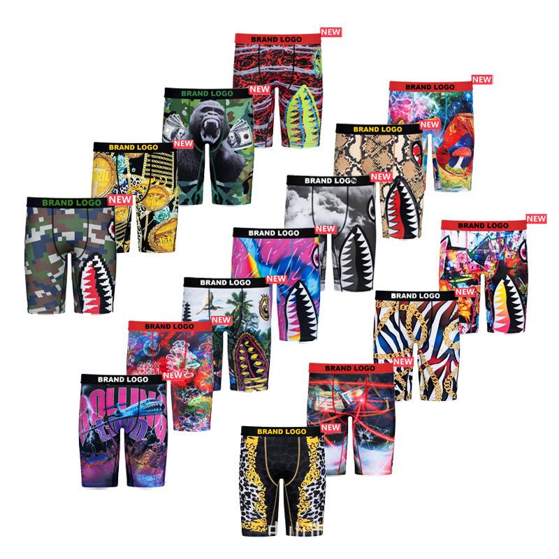 Ethika's Same Men's Underwear Boxer Trbottomy Brand Shorts Ice Silk Print Sports Quick-Drying Extbottomed Leggings