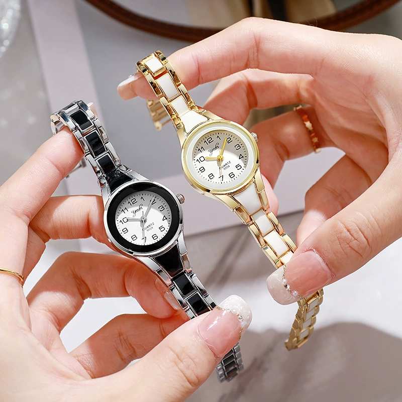 Women's watch (YMK) quartz, stainless steel bracelet, 2.8 cm dial, water-resistant life-proof