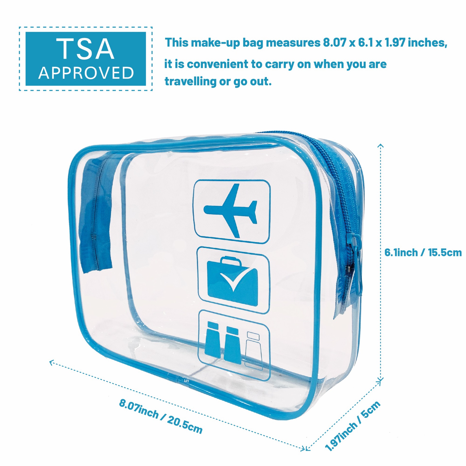 Bolsa de cosméticos de PVC transparente TPU bolsa de lavado de almacenamiento de viaje bolso cosmético cremallera bolsa de voltaje image 5