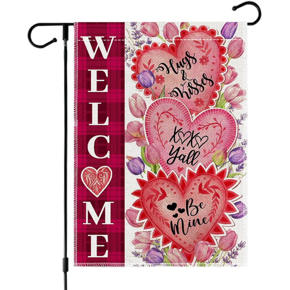 150g Weight Flag Event & Party Supplies 1 Piece Quantity Valentine's Day Cute Pastoral Letter Heart Shape Linen Flag