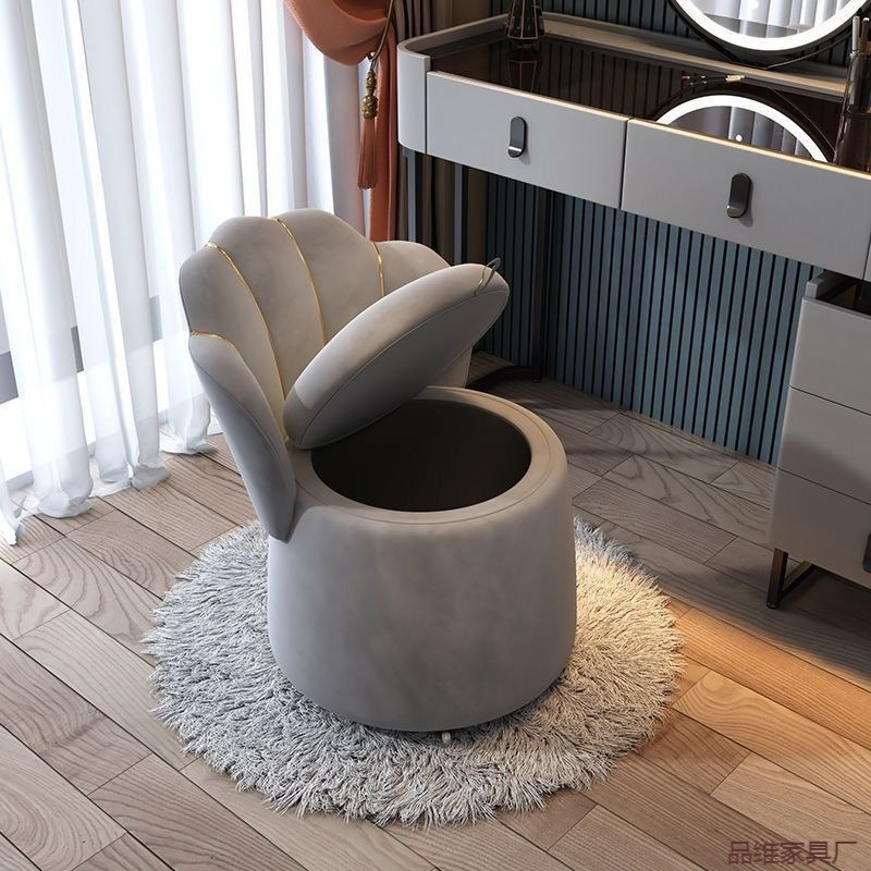 Nuevo tipo de silla de maquillaje de lujo ligero hogar dormitorio respaldo silla de almacenamiento silla de maquillaje