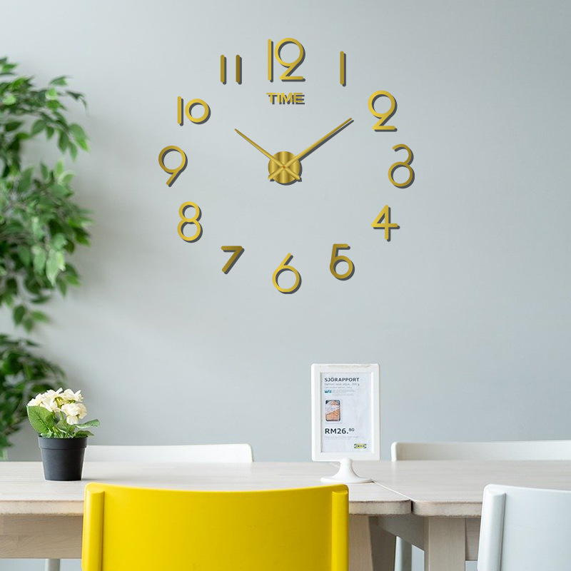 Nordic Punch-Free creativo grande DIY Reloj de pared simple sala de estar entrada mudo reloj 3D personalizado reloj decorativo