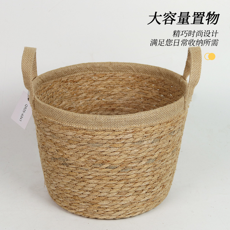 Maceta de Hierba Tejida a Mano Decorativa para Interior y Balcón