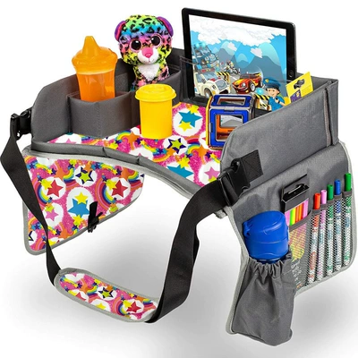 Children's Seat Tray Car Children's Dining Plate Safety Chair Dining Table Drawing Board Car Safety Seat Game Tray (Car table board) - 2024-new-colorful-rainbow