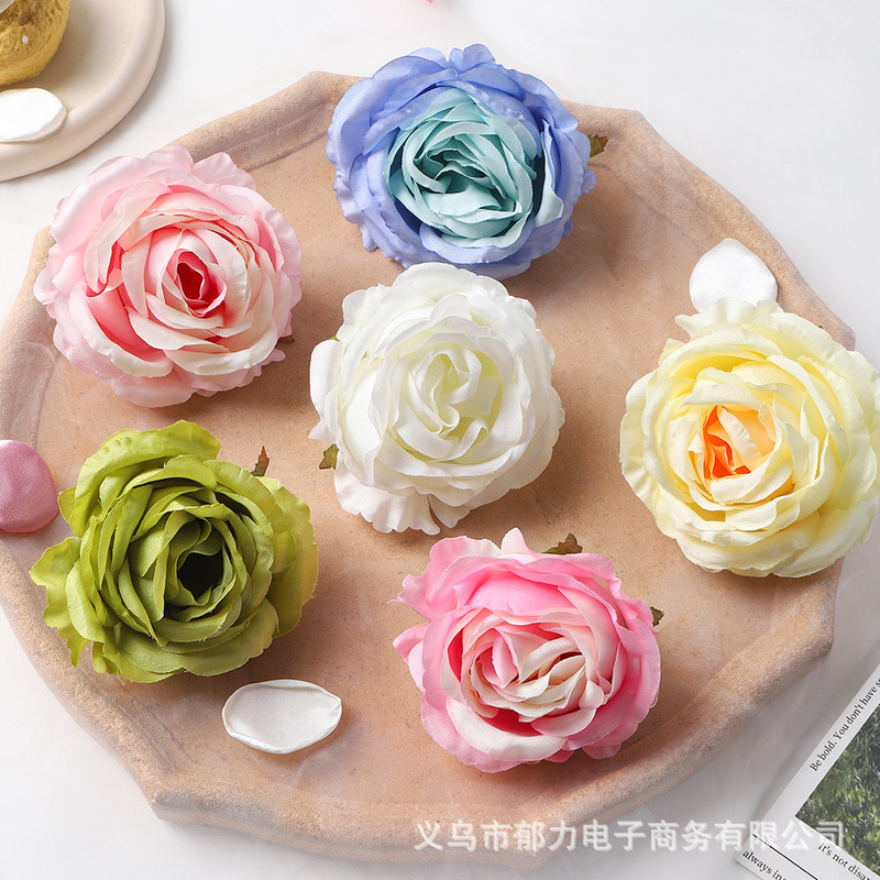 Simulated Rolled-Edge Rose Flower Heads, Silk Flowers for Wedding Backdrops, DIY Materials, Background Wall Arrangement, Photo Studio Rose Wall Decoration