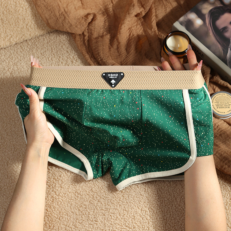 Popular Men's Underwear Men's Pure Cotton Flat Corner Teenager Korean Style Personalized Sports Comfortable Fashionable Four Corner Short Pants