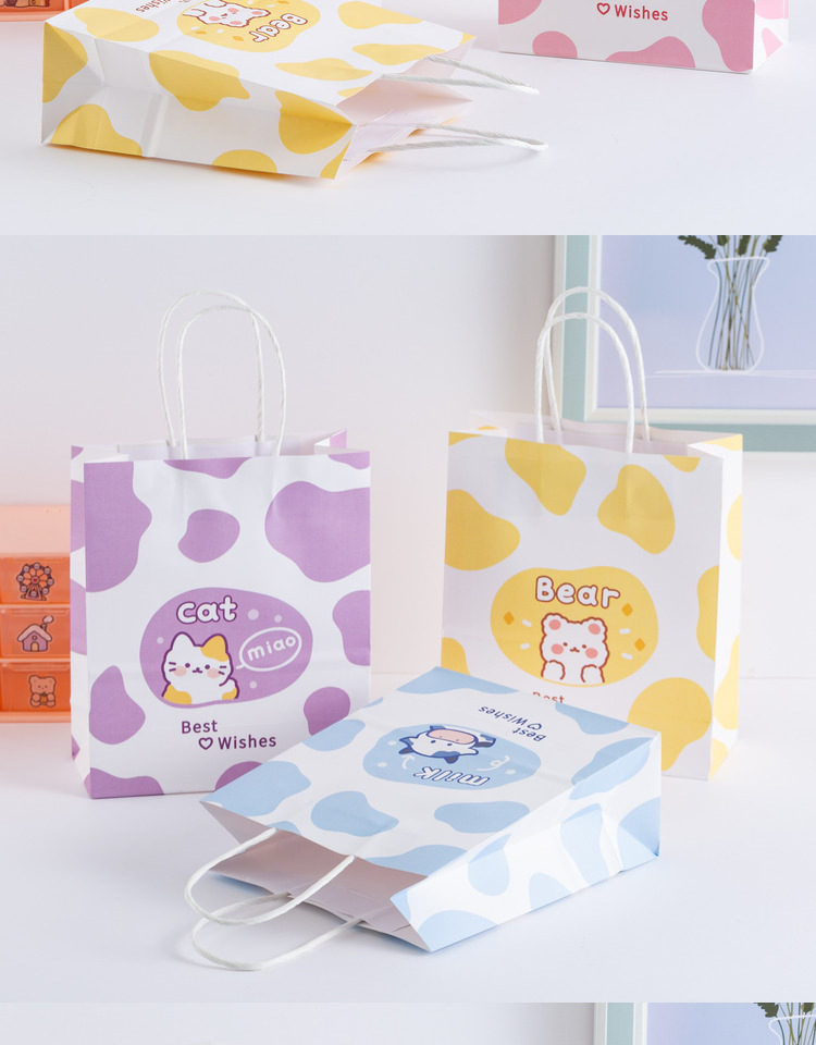 Cartoon Style Cute Animal Cow Pattern Kraft Paper Party Gift Bags display picture 2