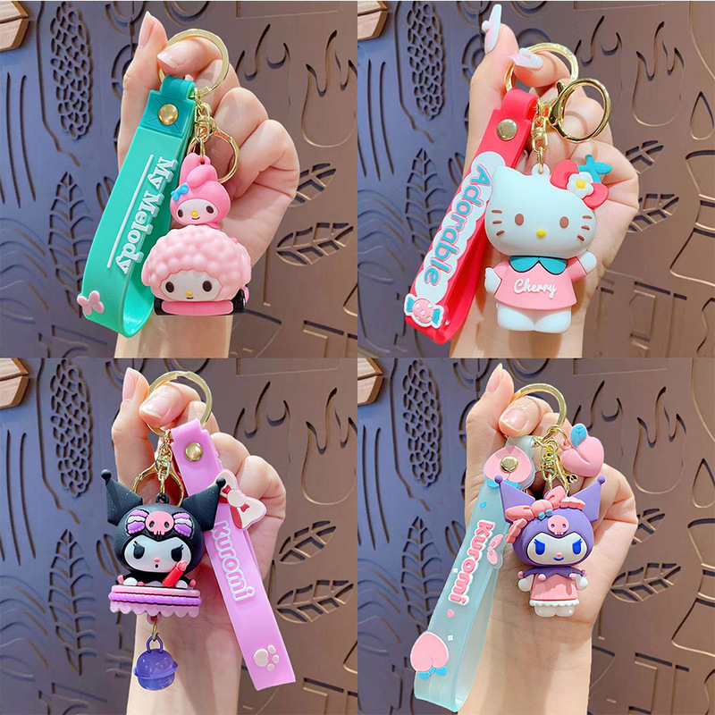 Cartoon Sanrio Keychain Kuromi Cinnamon Dog Soft Rubber Doll Pendant Pendant Small Gift Wholesale Jewelry