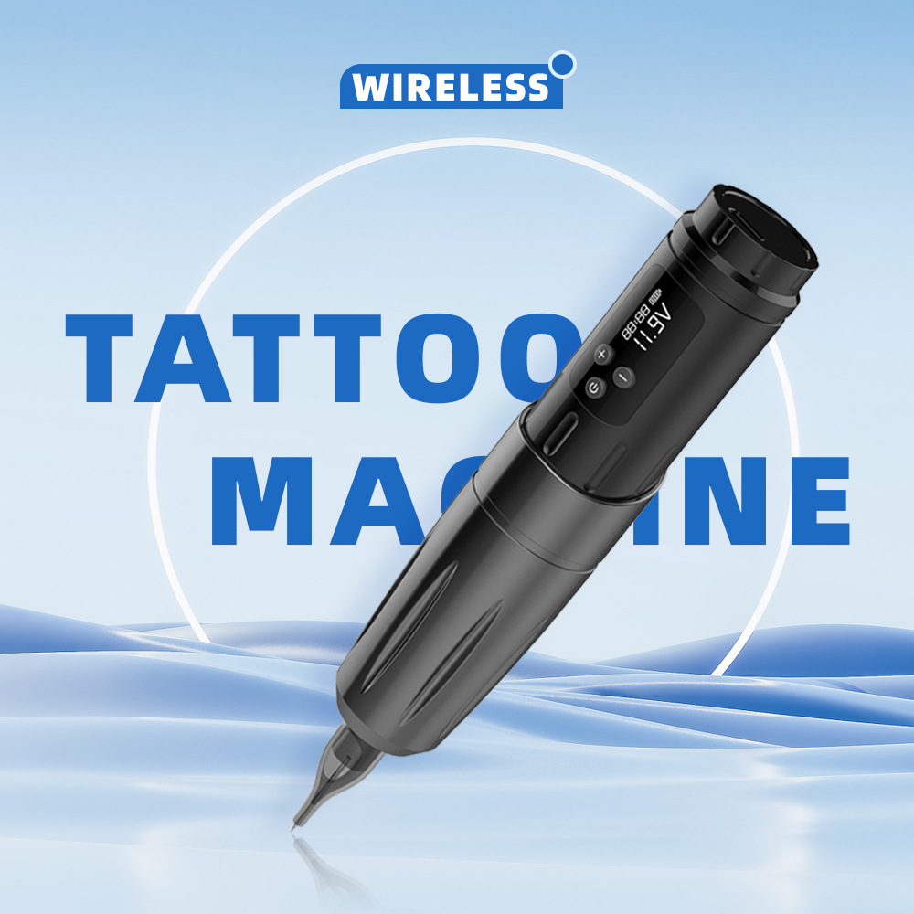 Máquina de tatuaje de explosión transfronteriza conjunto completo de herramientas de pantalla de batería de pluma de corte de alambre de niebla de pluma de tatuaje inalámbrica profesional