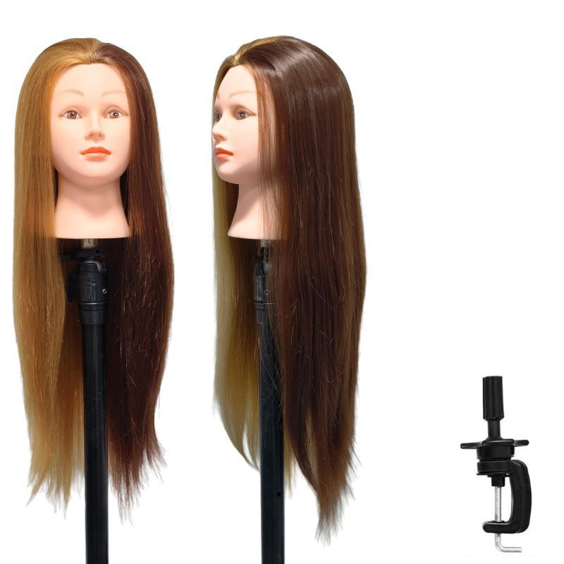 Training Head, modelo de peluca de seda de alta temperatura, práctica de cabeza, peluquería, corte de cabello, enseñanza, educación, modelo de cabeza de enseñanza