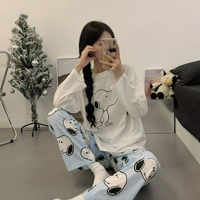 新款睡衣女秋季长袖长裤卡通薄款大码可爱少女款春夏季家居服套装|undefined