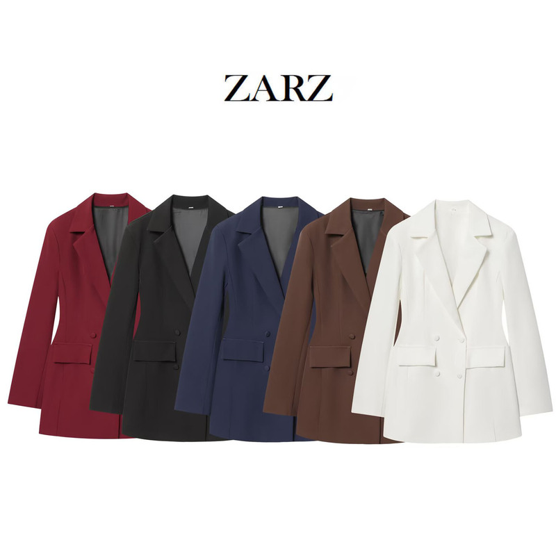 Zarz Self-Made European and American Style New Women's Clothing European and American New Solid Color Long-Sleeve Blazer Dress with a Flower-Bud Waist Zarz Self-Made European and American Style New Women's Clothing European and American New Solid Color Long-Sleeve Blazer Dress with a Flower-Bud Waist