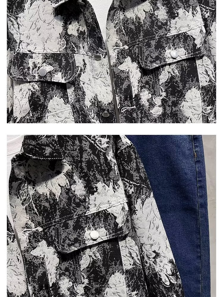 Men's clothing Autumn denim jacket with print personality casual jacket Hong Kong style handsome all match top autumn new jacket_voghion.com