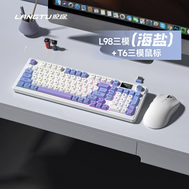 Волк L98 Проводной RGB высоко-значимый трехрежимный клавиатура Спортивная игра офис печать беспроводная тонкая пленка тихая клавиатура