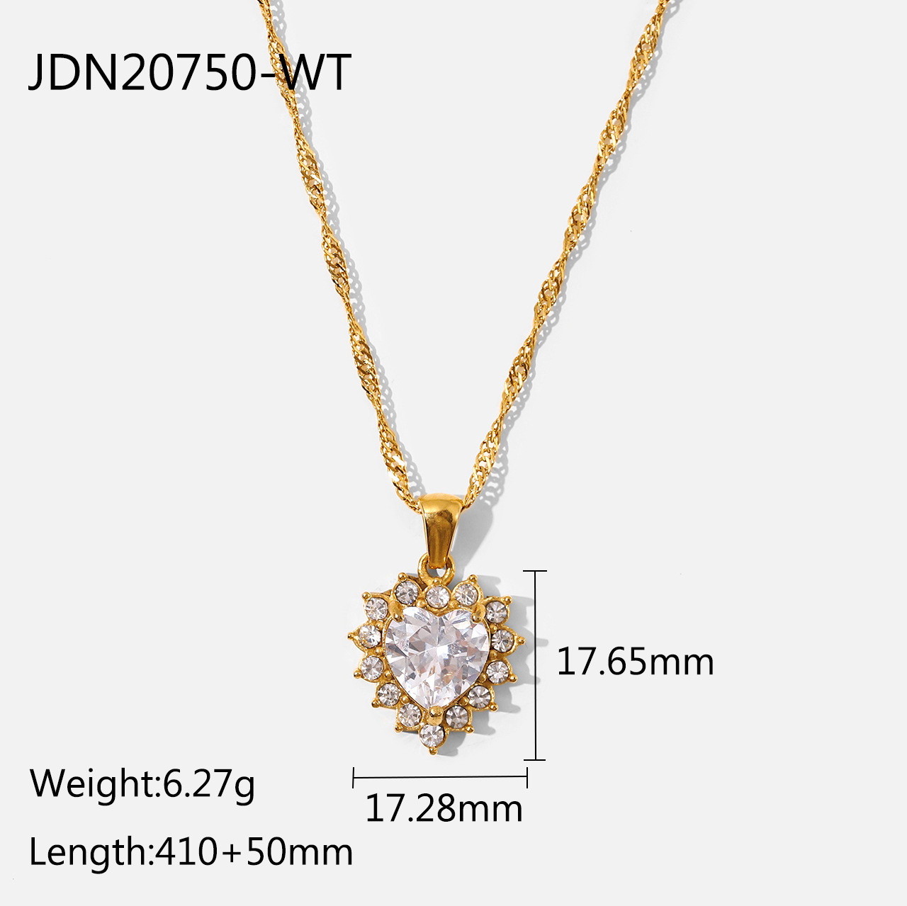 Women's Zircon Heart Necklace Stainless Steel Jewelry display picture 5