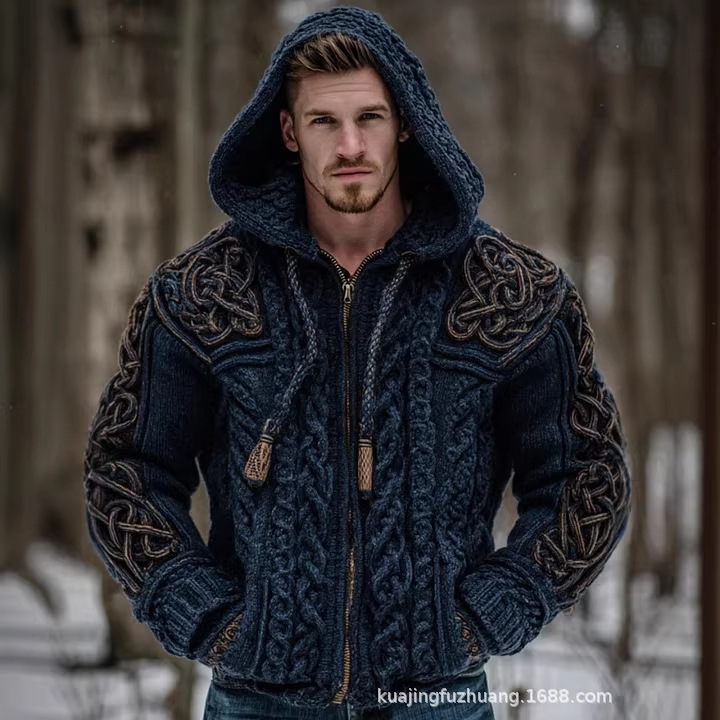 26 Cross-Border European and American Viking Ethnic Style Men's Zippered Double-Pocket Casual Printed Men's Sweatshirt Trendy Brand Men's Sweatshirt 26 Cross-Border European and American Viking Ethnic Style Men's Zippered Double-Pocket Casual Printed Men's Sweatshirt Trendy Brand Men's Sweatshirt