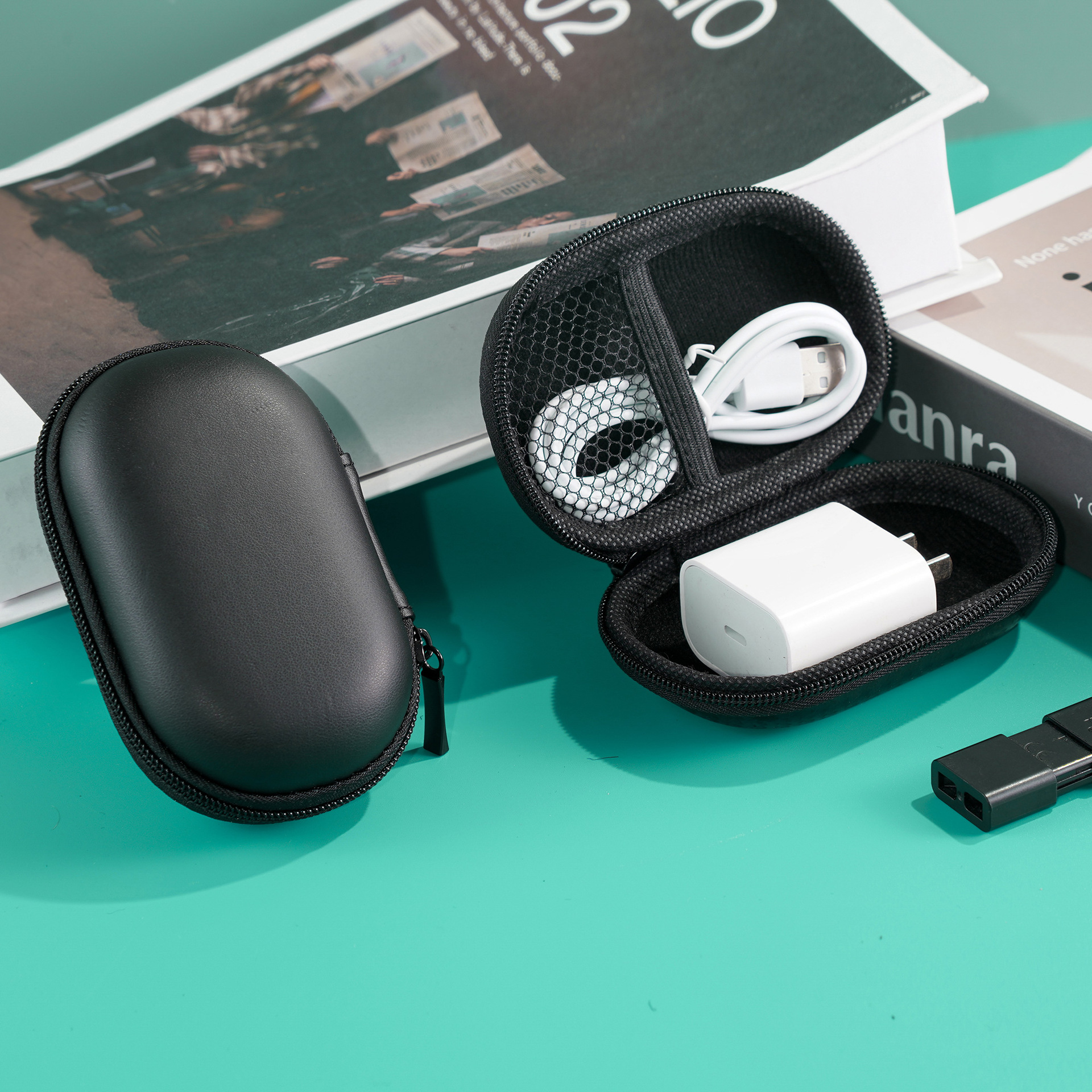 EVA橢圓形TWS藍牙耳機收納包 充電器數據線U盤收納盒 耳機包裝盒