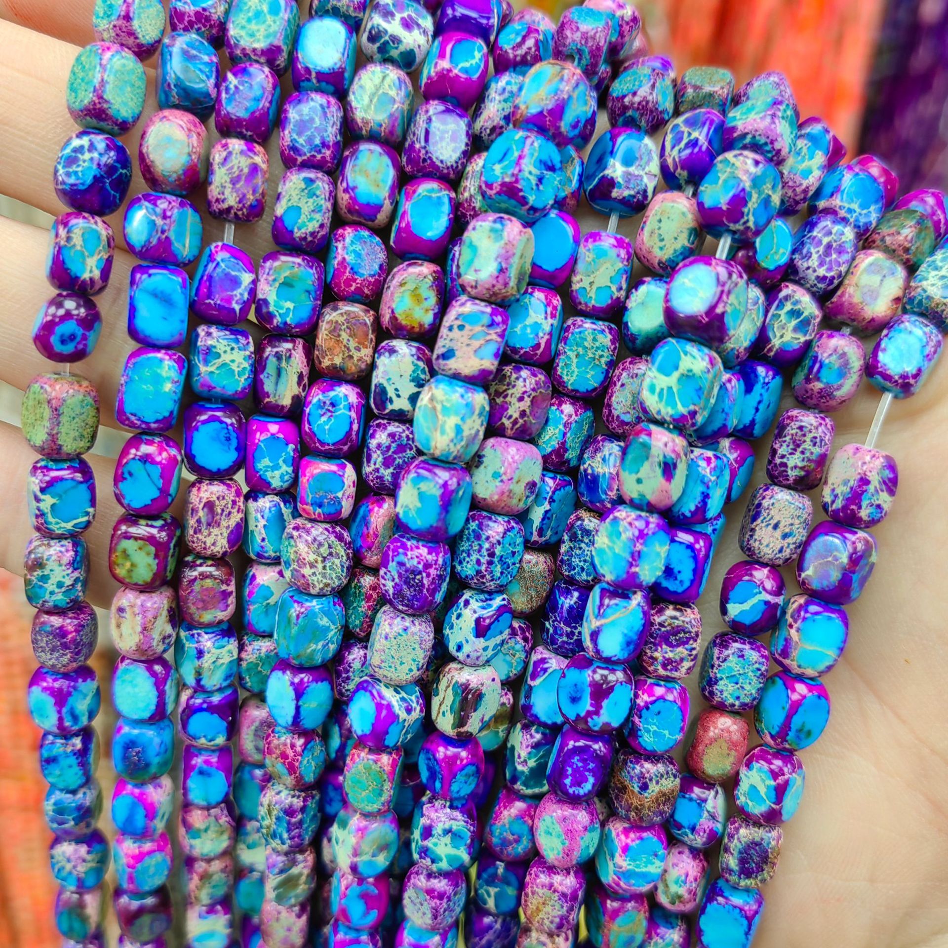 Ventas transfronterizas calientes de piedra imperial natural 5mm * 7mm con forma cuadrada multicolor perlas dispersas productos semiacabados joyas diy