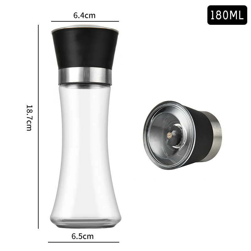 现货手动研磨器家用不锈钢厨房海盐胡椒研磨瓶调料瓶撒料玻璃瓶子|undefined