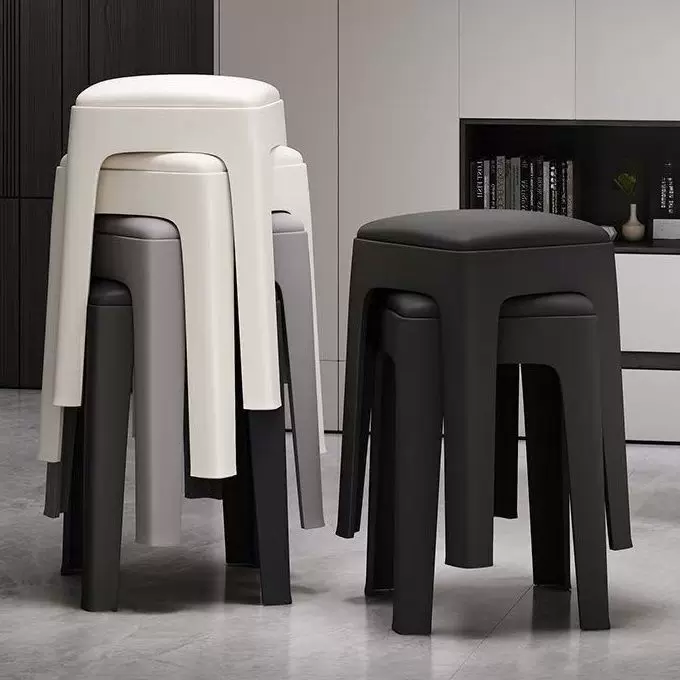 软包餐椅塑料凳子家用结实耐用凳子方凳简约板凳收纳餐椅化妆凳