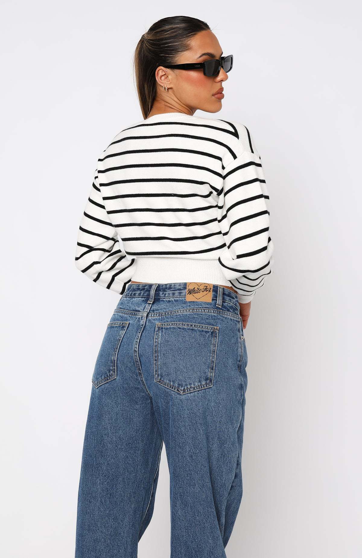 Damenbekleidung gestreifter Rundhals-Strickcardigan modischer Freizeitpullover_voghion.com