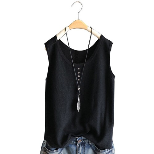 V-neck button-down loose fit plus-size summer shirt, slimming base top, solid color spaghetti strap t-shirt