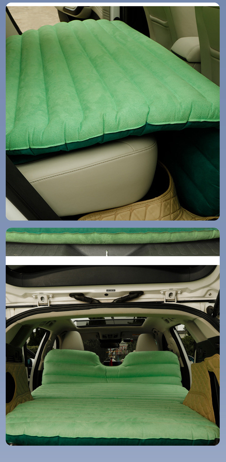 Four-section suede SUV inflatable mattress, car trunk sleeping pad, outdoor travel vehicle rest air mattress