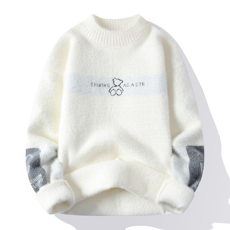 Demi-season warm fashionable trend knitted sweater for students