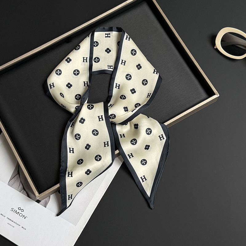 Pañuelo de seda, tira larga, sentido avanzado, nuevo estilo, flor de anacardo, simulación, bufanda de seda, decoración de serpentina, bolsa de atar, cinturón de decoración de cinta