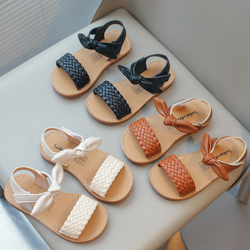 Woven fashionable summer children's sandals open toe