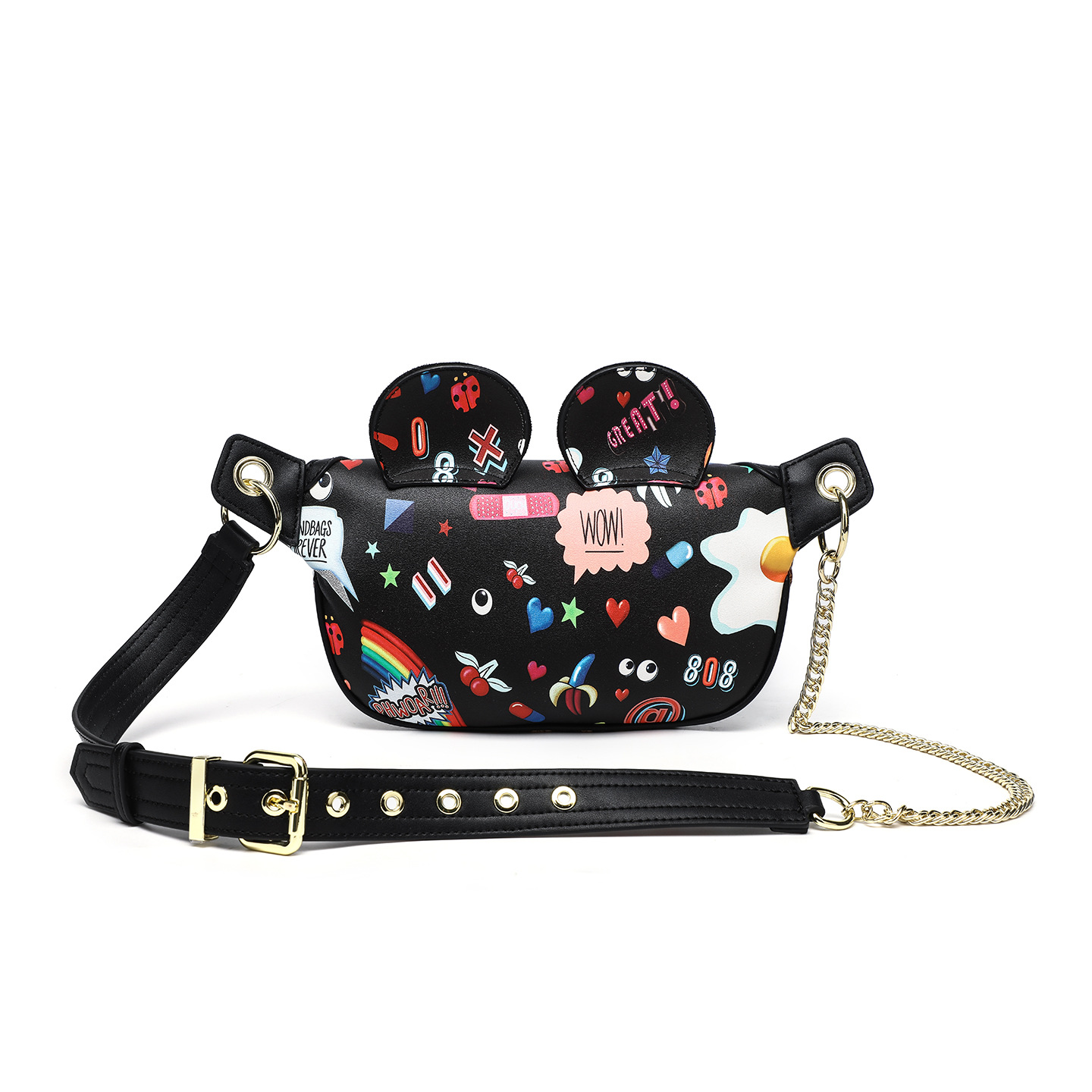 Otoño y invierno, cuentas de leopardo de alta calidad, bolso de mochila de damas, bolso de pecho de diamante de cadena de diseño lindo # 2865