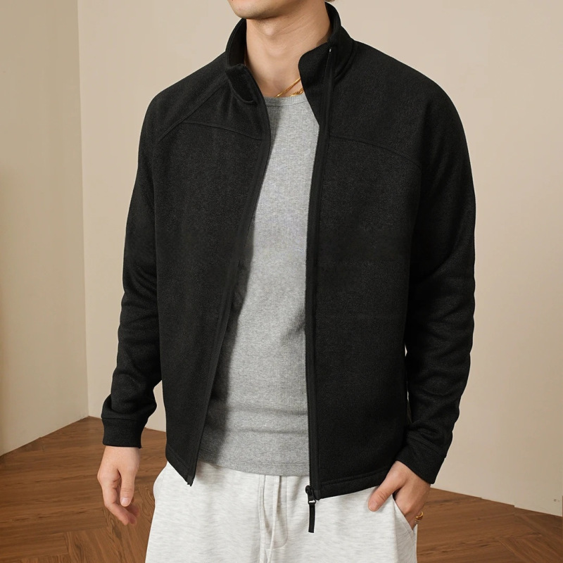 New Autumn and Winter Thermal Fleece Jacket, Warm Stand-Up Collar, Outdoor Sports, Leisure, Fashion, Double-Sided Cardigan Jacket for Men