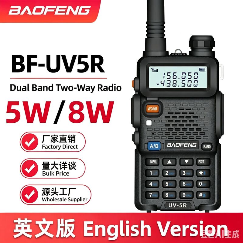 Baofeng Baofeng Walkie-Talkie Uv5R Handheld Radio for Civilian Use 5W/8W High-Power Outdoor Wireless Wholesale Customization Baofeng Baofeng Walkie-Talkie Uv5R Handheld Radio for Civilian Use 5W/8W High-Power Outdoor Wireless Wholesale Customization