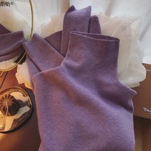紫色高领毛衣女秋冬新款ins堆堆领针织衫洋气内搭上衣修身打底衫