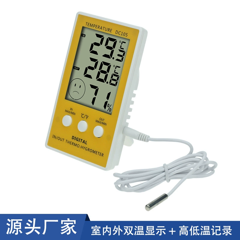 Оптовый DC105 внутренний и наружный зонд Электронный большой экран Измеритель температуры и влажности комнатная температура аквариум двухрядный дисплей измеритель температуры и влажности