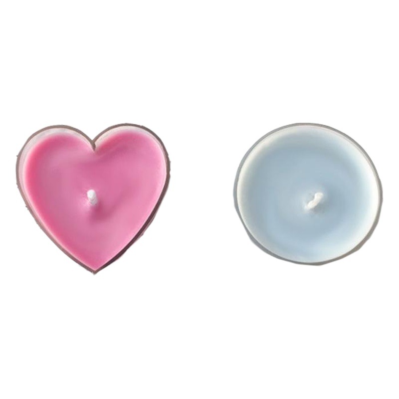 Fábrica al por mayor de plástico retardante de llama té cera amor en forma de corazón vela redonda de plástico vela taza candelabro contenedor