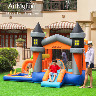 Airmyfun Halloween Pumpkin Theme Inflatable Castle Small Home Inflatable Trampoline Indoor and Outdoor Jumping Bed