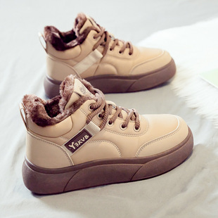 2024 Winter fleece-lined Thickened Warm Snow Boots Women's All-match New Thick-soled Cotton Boots Large Cotton Women's Shoes Winter Cotton Shoes