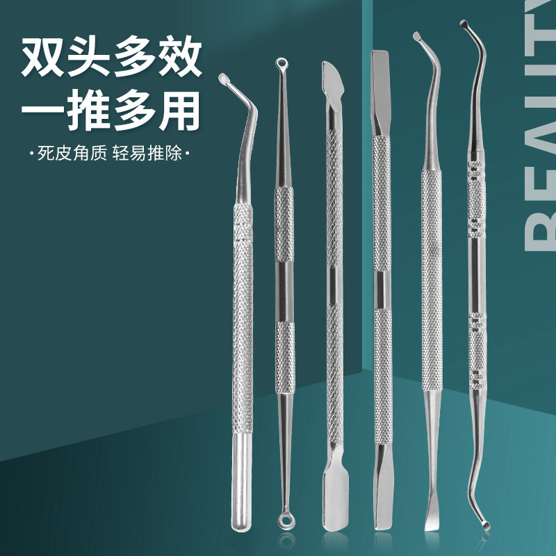 In-Stock Nail Art Steel Pusher Stainless Steel Double-Ended Nail Polish Remover Cuticle Pusher Exfoliating Oil Gel Beauty Tool Handmade