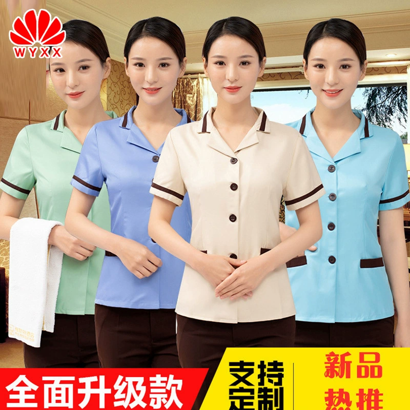 Чистящая одежда с коротким рукавом женская гостиничная гостевая комната тетя рабочая одежда Больничная уборка имущества одежда для персонала дышащий костюм