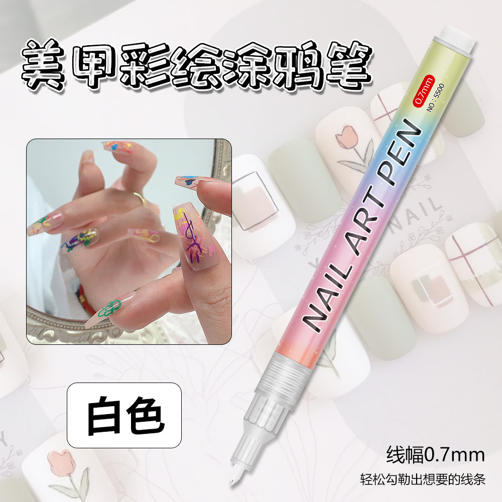 Nuevo lápiz de graffiti transfronterizo de uñas DIY lápiz de marca de secado rápido colorido de dibujo de gancho de línea de uñas lápiz de pintura