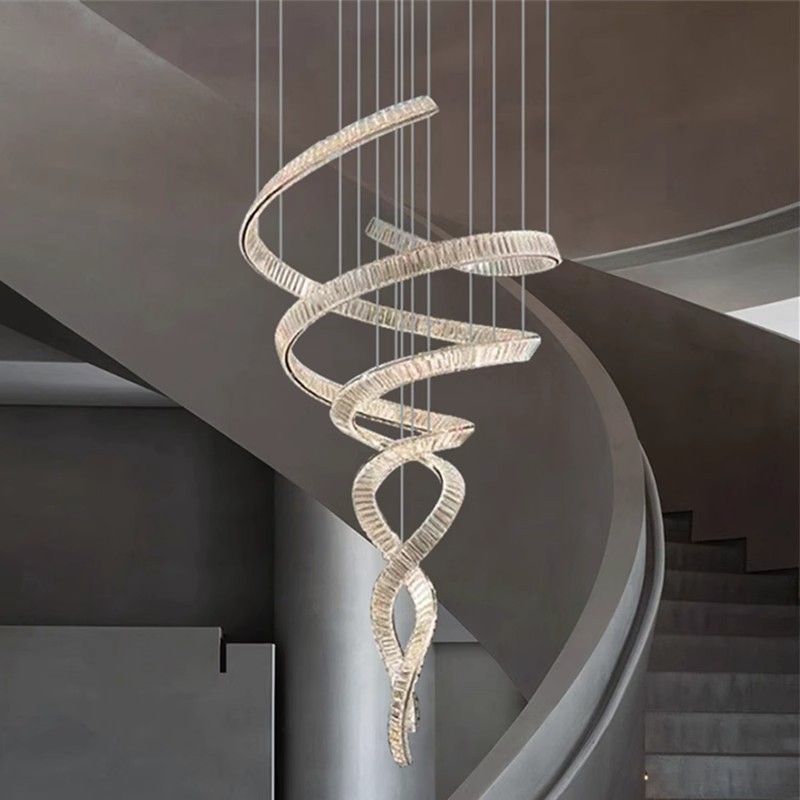 Landelier flotante ligera villa sala de estar edificio dúplex atmósfera loft diseñador cristal dúplex lujo diseño de lujo