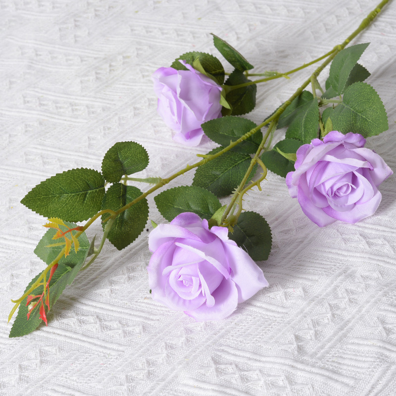 Artificial Rose manojo de 3 pequeñas rosas París Día San Valentín decoración casera la boda falsa flor seda artificial al por mayor