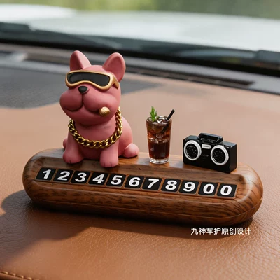 Luxury Dog-themed Car Temporary Parking Nömrəli dayanma kartı - m-pattern-luxury-dog-red-iced-americano-radio-number-plate