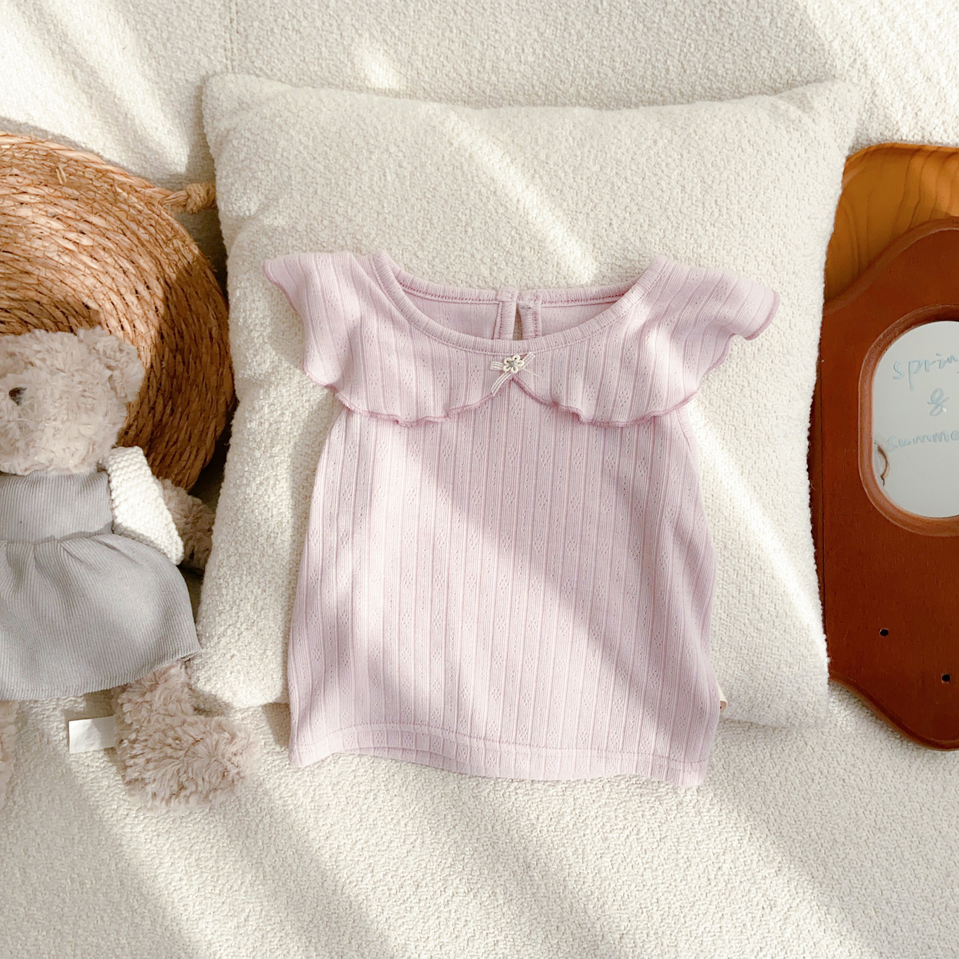 Traje de niña de verano para bebés y niños pequeños divididos estilo coreano camiseta rosa falda floral traje de dos piezas estilo ins