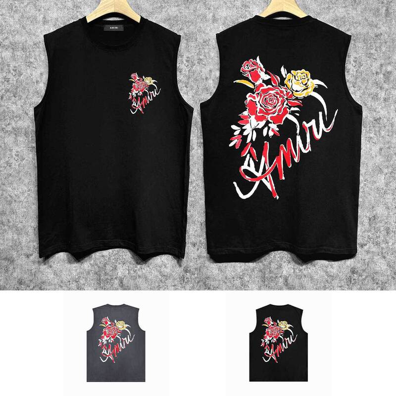 Always in stock, cross-border foreign trade, European and American trendy brand Amiri, summer T-shirt, sleeveless tank top Always in stock, cross-border foreign trade, European and American trendy brand Amiri, summer T-shirt, sleeveless tank top