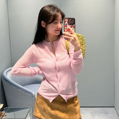 miu ホーム 25 夏南洋工場韓国スタイル ins 怠惰なスリムニット中空ボタンカーディガン女性のファッションとレジャー