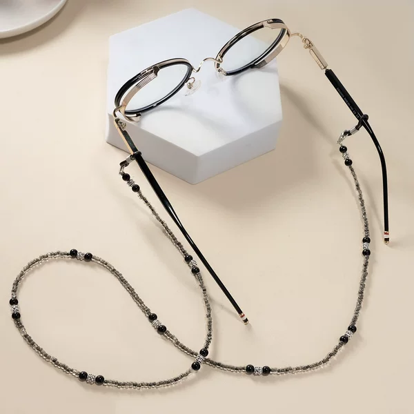 Special-Shaped Retro Handmade Glasses Hanging Chain Acrylic Metal Beaded Glasses Rope Sunglasses Anti-Lost Chain Hanging Neck Chain